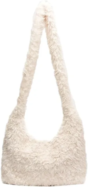 Fuzzy Tote Bags for Women Slouchy Hobo Bags for Women Faux Fur Shoulder Bag Trendy Purse Satchel Handbag Crossbody Bag