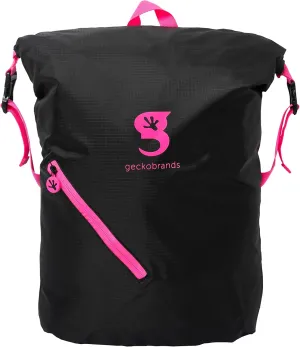 geckobrands Hybrid Lightweight Backpack - Gym, Hiking, and Travel Bag with Front Zipper Pocket, Durable and Versatile (Black/Pink)
