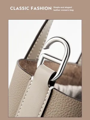 Genuine Leather Bucket Bags for Women, Ladie Crossbody Bags, Top-handle Purses with Adjustable Strap