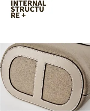 Genuine Leather Bucket Bags for Women, Ladie Crossbody Bags, Top-handle Purses with Adjustable Strap