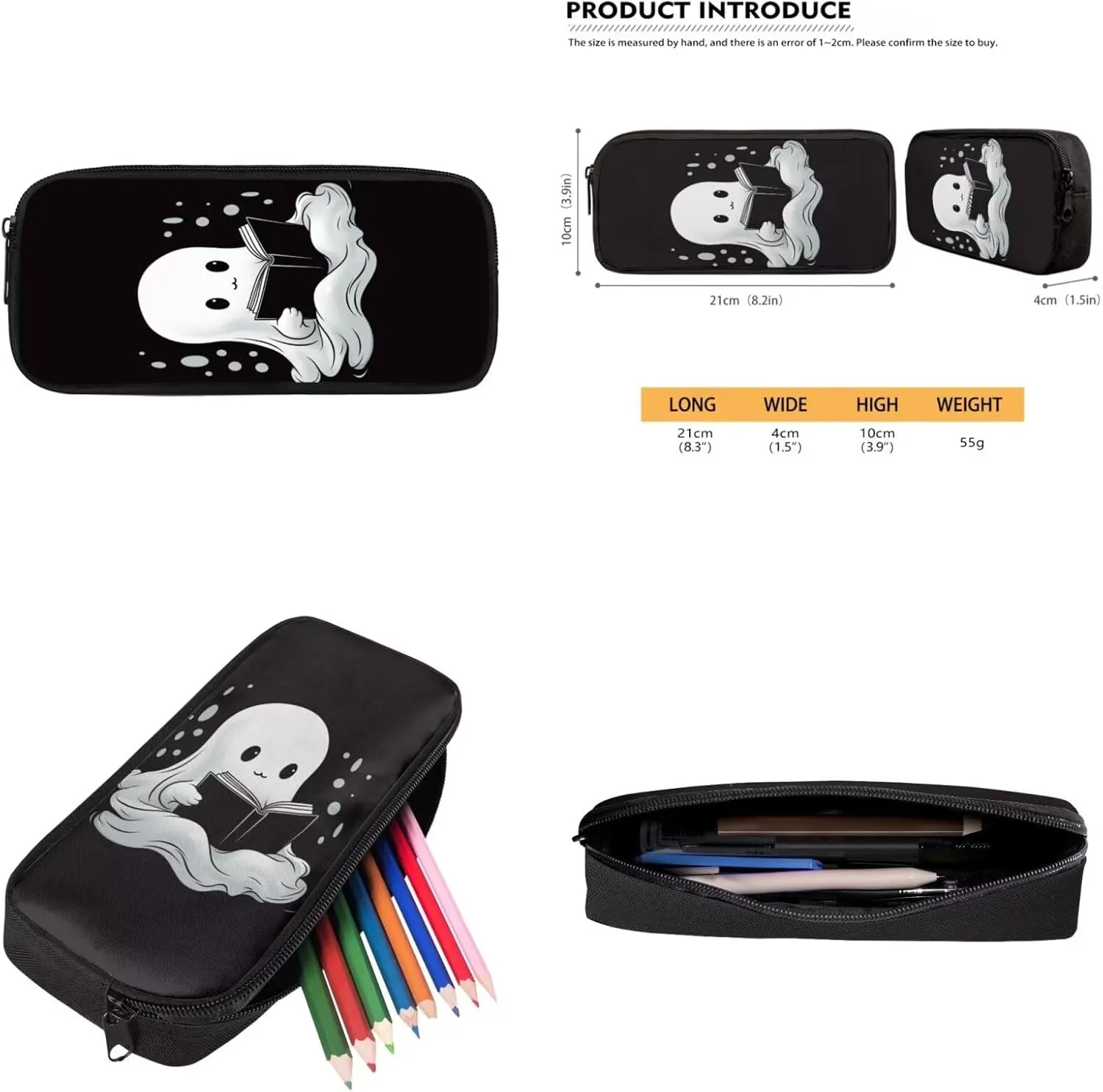 Ghost Backpacks for Teen Boys Girls 17 inch 4 Pcs Book Bag Set Convenient Enhancing Learning Experience Lightweight Large Capacity Suit for Elementary Middle School