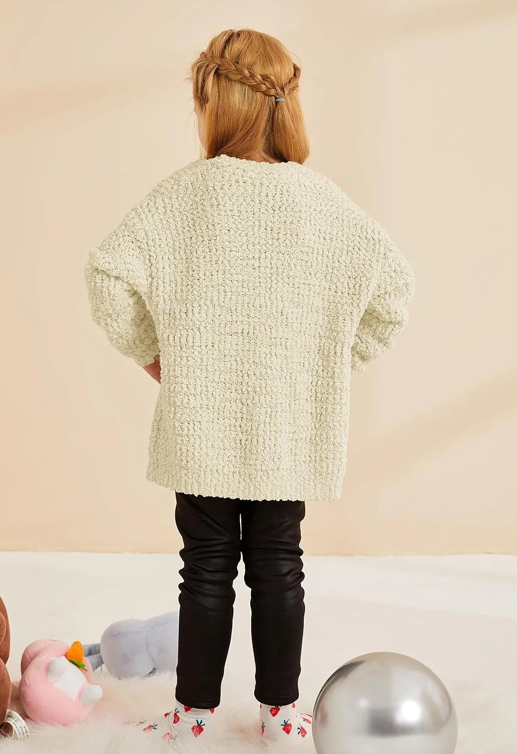 Girls Casual Open Front Long Sleeve Cardigan Pocket Fashion Sweater Outwear