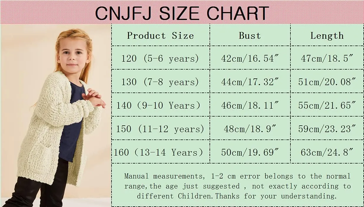 Girls Casual Open Front Long Sleeve Cardigan Pocket Fashion Sweater Outwear