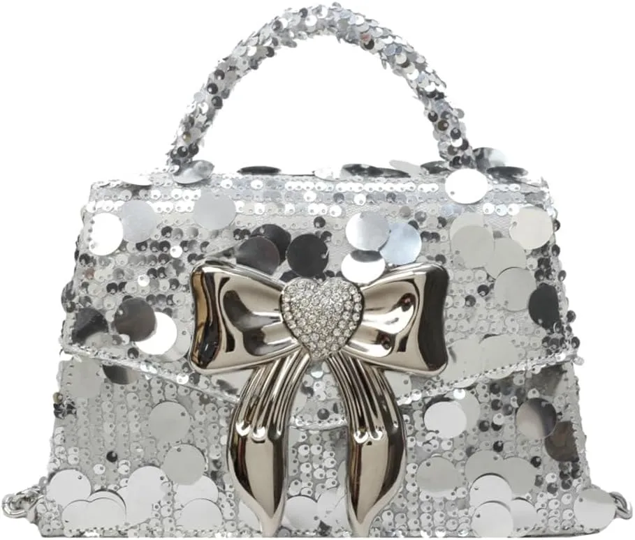 Glitter Sequin Crossbody Bags for Women Bow-Tie Hobo Bags for Women Evening Clutch and Purses Handbag for Party Cocktail