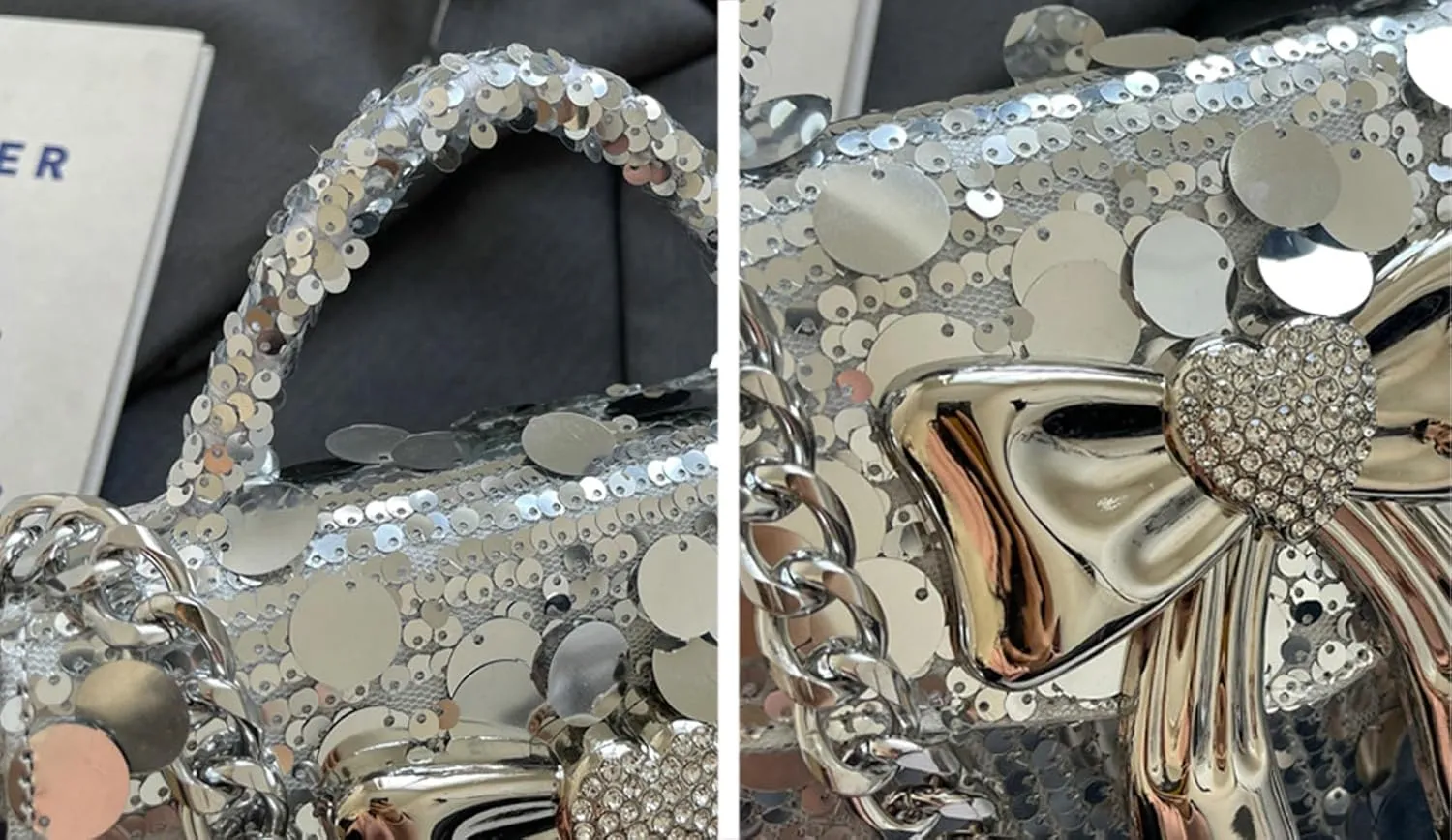 Glitter Sequin Crossbody Bags for Women Bow-Tie Hobo Bags for Women Evening Clutch and Purses Handbag for Party Cocktail