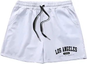 GORGLITTER Men's Graphic Cool Shorts Drawstring Waist Workout Short Streetwear with Pockets