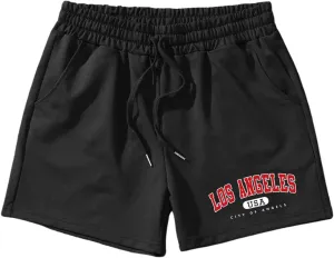 GORGLITTER Men's Graphic Cool Shorts Drawstring Waist Workout Short Streetwear with Pockets