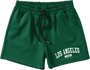 GORGLITTER Men's Graphic Cool Shorts Drawstring Waist Workout Short Streetwear with Pockets