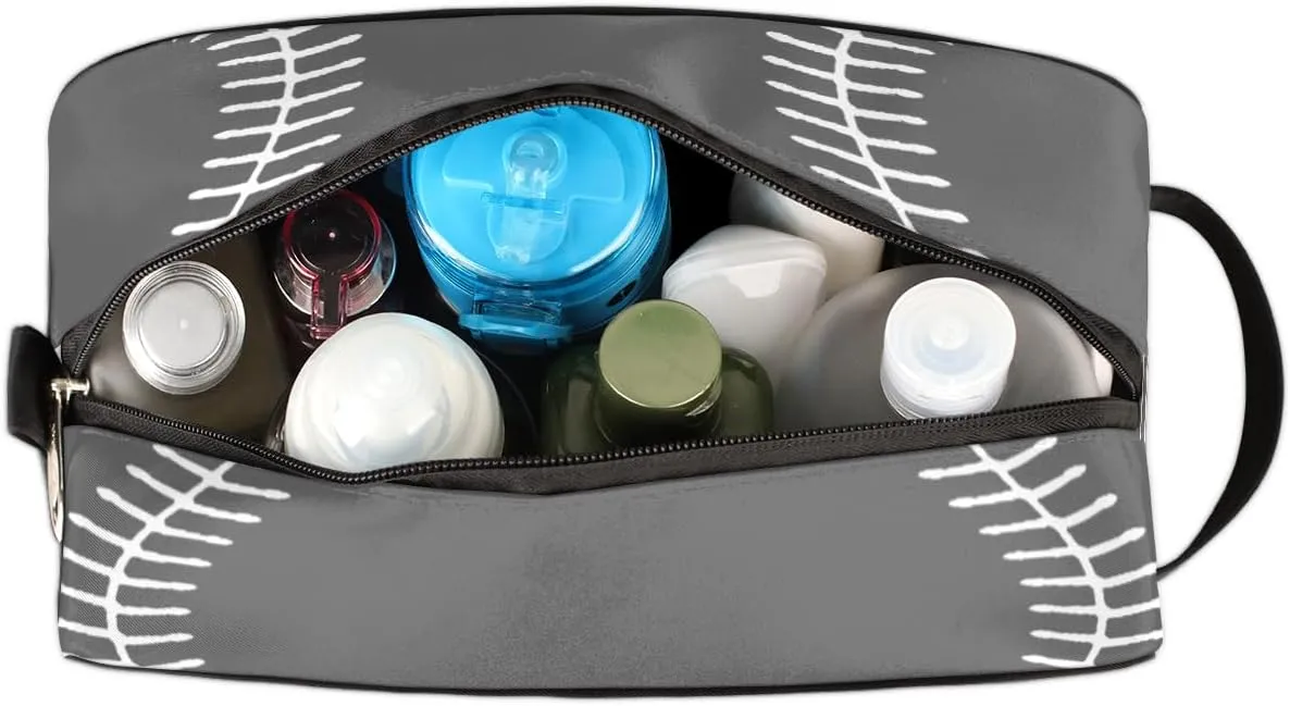 Gray Baseball Travel Toiletry Bag for Boys Girls, Waterproof Hanging Dopp Kit for Teens Adults, Shaving Bag with Large Capacity for Travel,Sports Shower