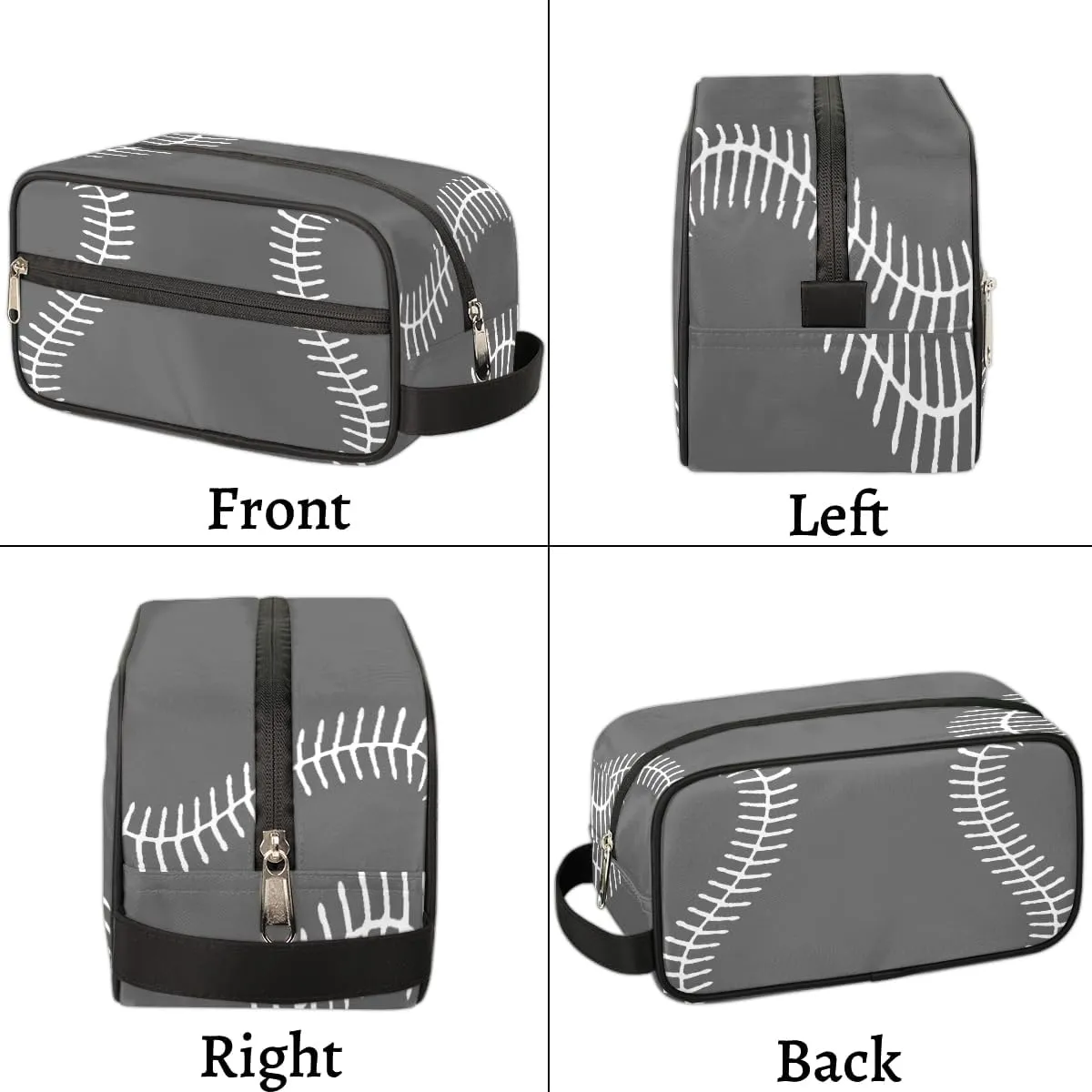 Gray Baseball Travel Toiletry Bag for Boys Girls, Waterproof Hanging Dopp Kit for Teens Adults, Shaving Bag with Large Capacity for Travel,Sports Shower