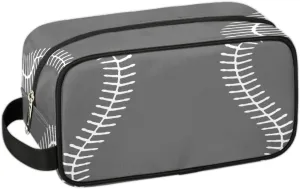 Gray Baseball Travel Toiletry Bag for Boys Girls, Waterproof Hanging Dopp Kit for Teens Adults, Shaving Bag with Large Capacity for Travel,Sports Shower