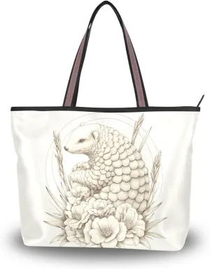 GuoChe Silk Fabric Zippered Cute Tote Bags Convenient Handbags for Women for Everyday & Travel
