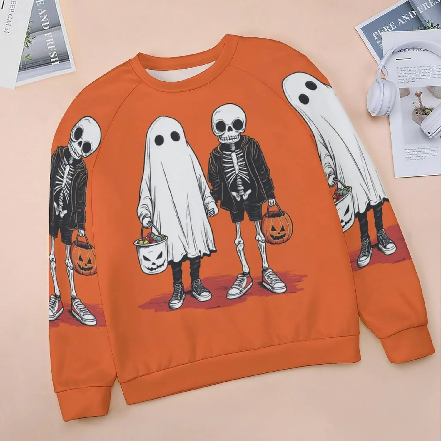 Halloween Spooky Season Cute Ghost Coffee Oversized Sweatshirt for Women Crewneck Long Sleeve Funny Fall Tops