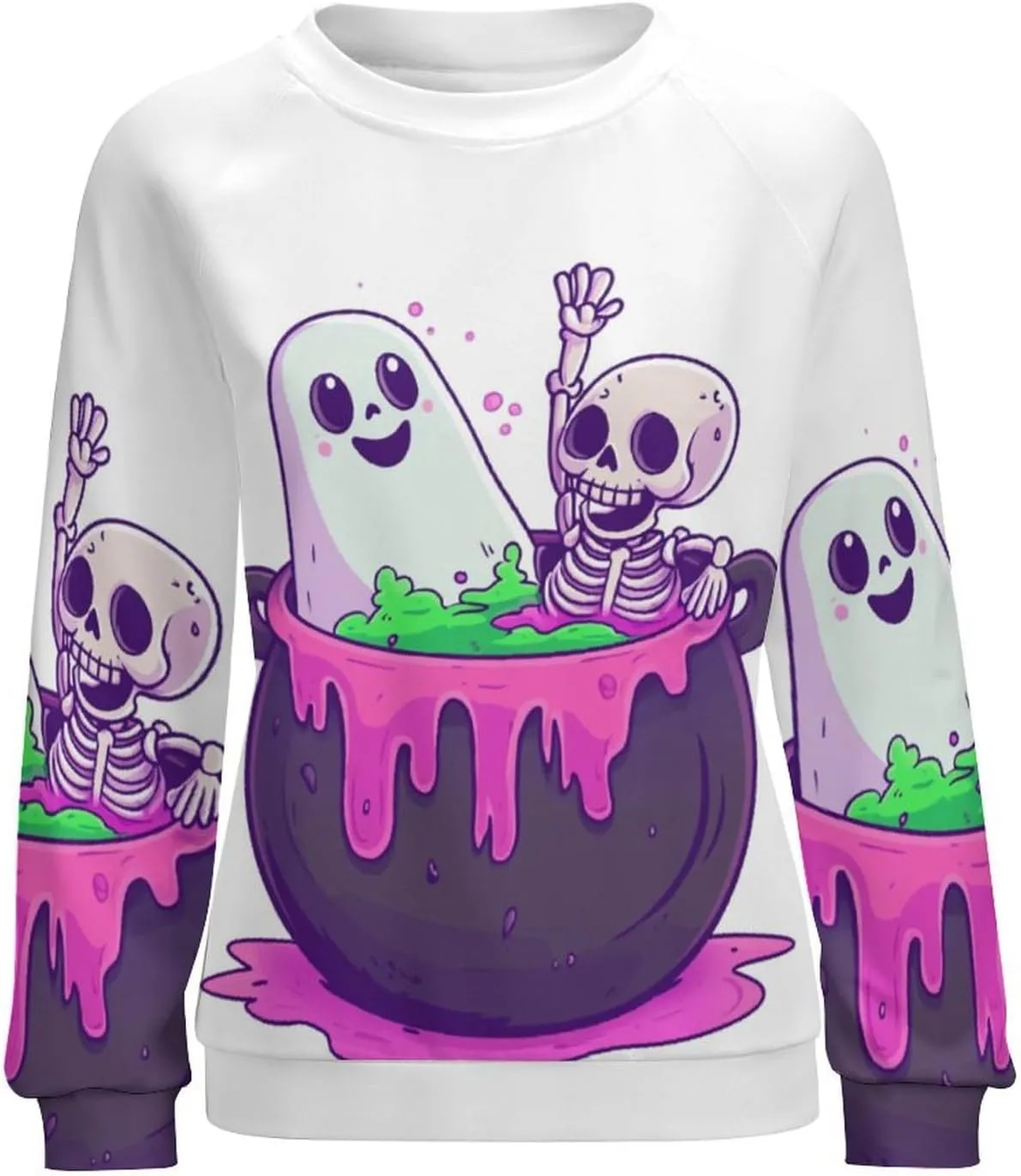 Halloween Spooky Season Cute Ghost Coffee Oversized Sweatshirt for Women Crewneck Long Sleeve Funny Fall Tops