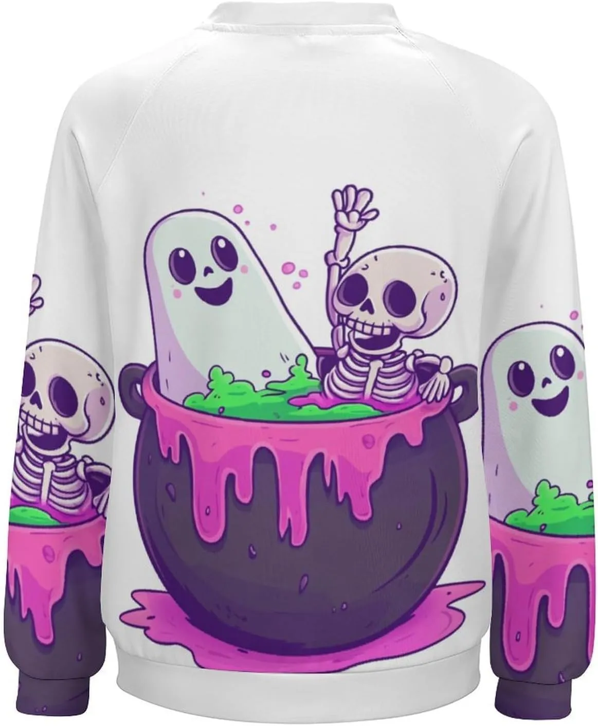 Halloween Spooky Season Cute Ghost Coffee Oversized Sweatshirt for Women Crewneck Long Sleeve Funny Fall Tops