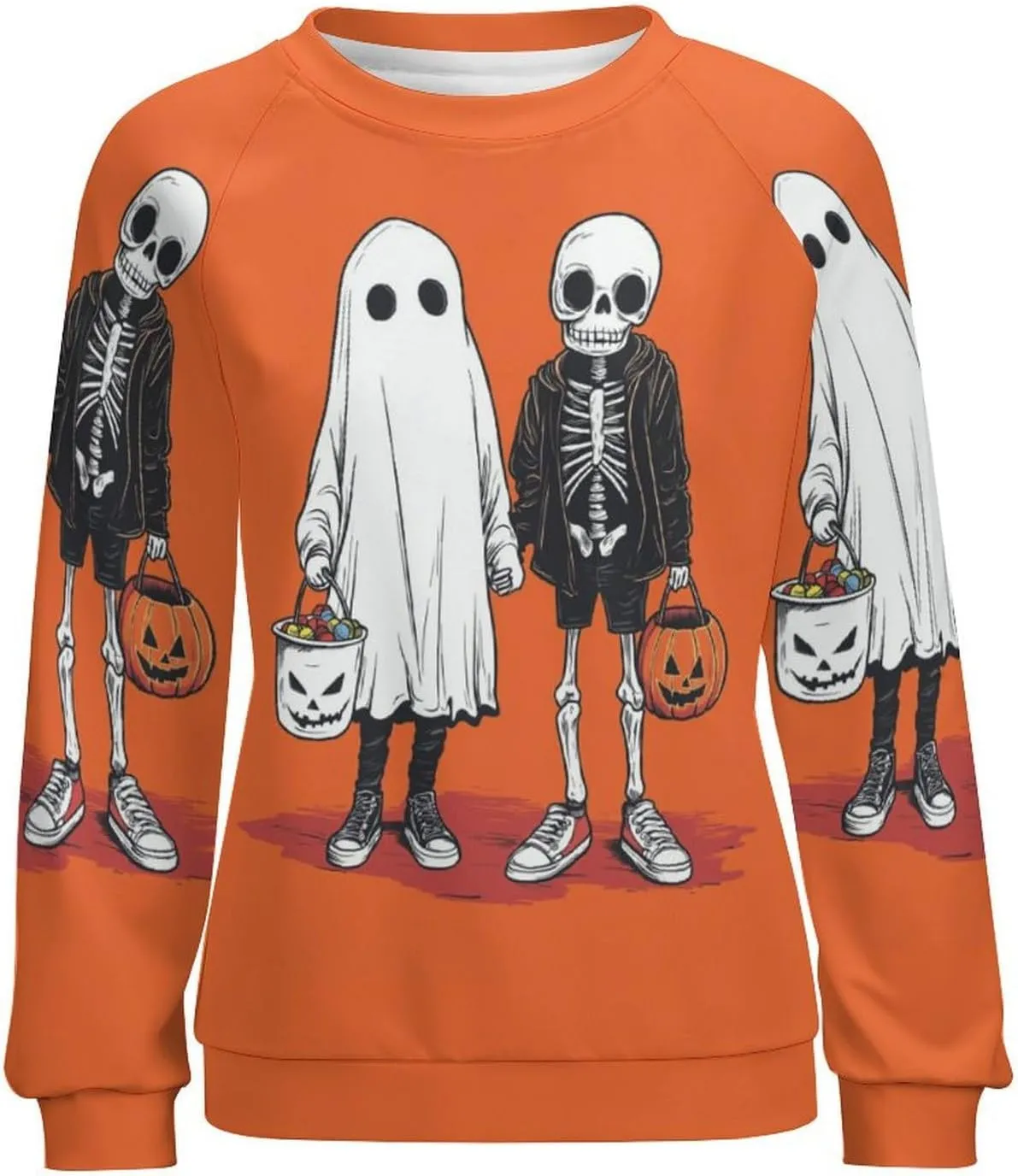 Halloween Spooky Season Cute Ghost Coffee Oversized Sweatshirt for Women Crewneck Long Sleeve Funny Fall Tops