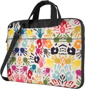 Hand Print Print Laptop Bag Laptop Case Shoulder Laptop Bag with Padded Protection Spacious Pockets, Black