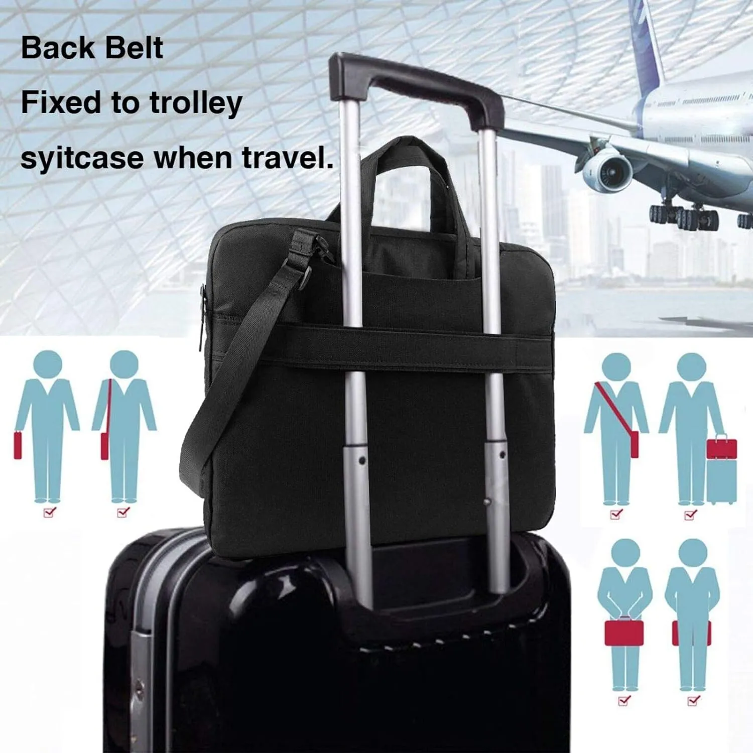 Hand Print Print Laptop Bag Laptop Case Shoulder Laptop Bag with Padded Protection Spacious Pockets, Black