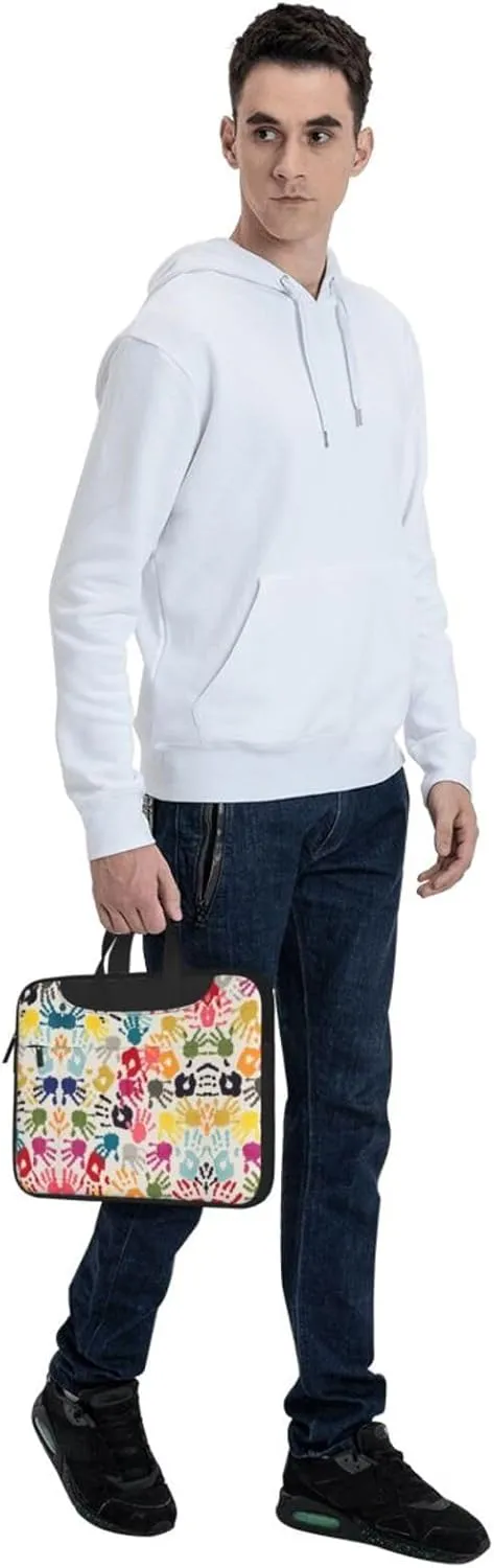 Hand Print Print Laptop Bag Laptop Case Shoulder Laptop Bag with Padded Protection Spacious Pockets, Black