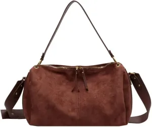 Handbags for Women Soft Suede Shoulder Tote Bag Casual Hobo Crossbody Purse Vintage Spacious Top Handle Satchel Bags