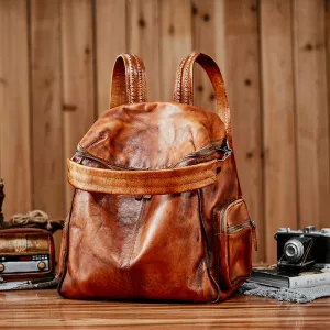 Handmade Full Grain Leather Backpack Vintage School Backpack Best Backpacks For Women AK10