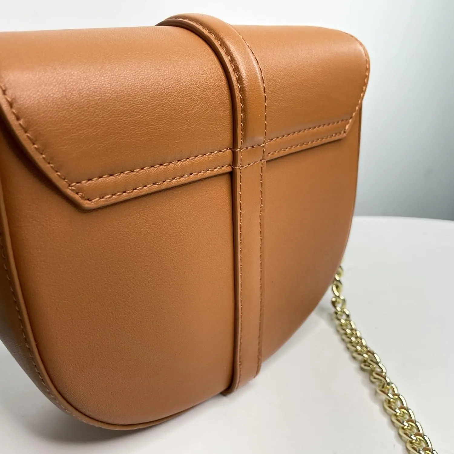 Harris Tweed Top-Grain Leather Classic Saddle Round Bag Versatile Single Shoulder Crossbody Bag Vintage Style for Women