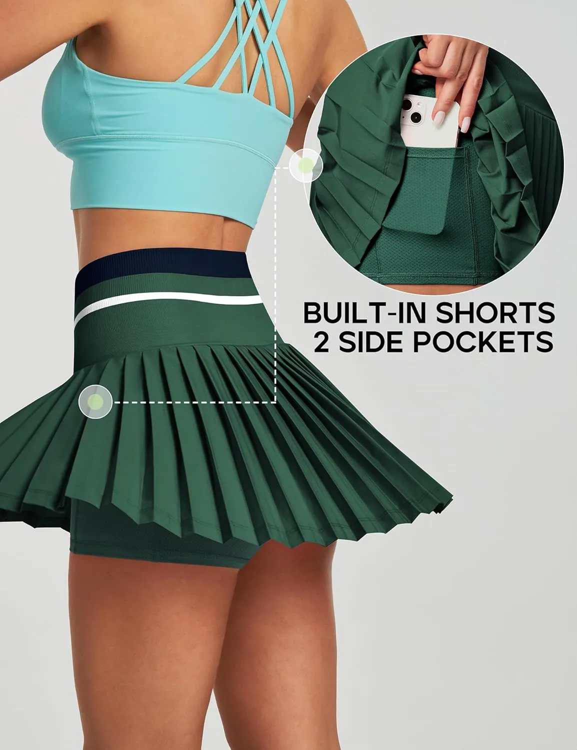 Heathyoga Pleated Tennis Skirt with Pockets for Women Tennis Skort for Woman High Waisted Golf Skirts Athletic Skirt