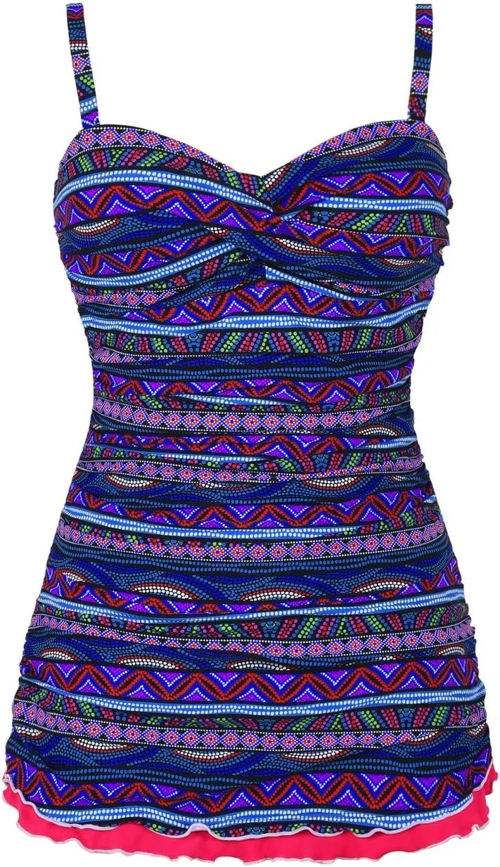 Hilor Women's One Piece Swimsuits Tummy Control Swimwear Ruffle Swimdress with Built in Swim Brief