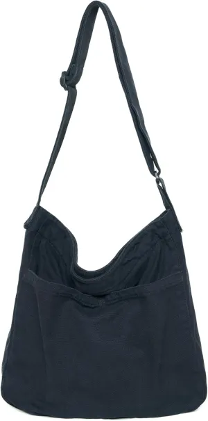 Hobo Bag Canvas Crossbody Shoulder Bag for Women and Men Large Casual Messenger Bags Canvas Tote Bag Travel Work