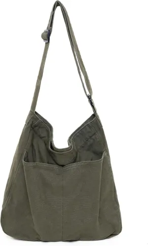 Hobo Bag Canvas Crossbody Shoulder Bag for Women and Men Large Casual Messenger Bags Canvas Tote Bag Travel Work