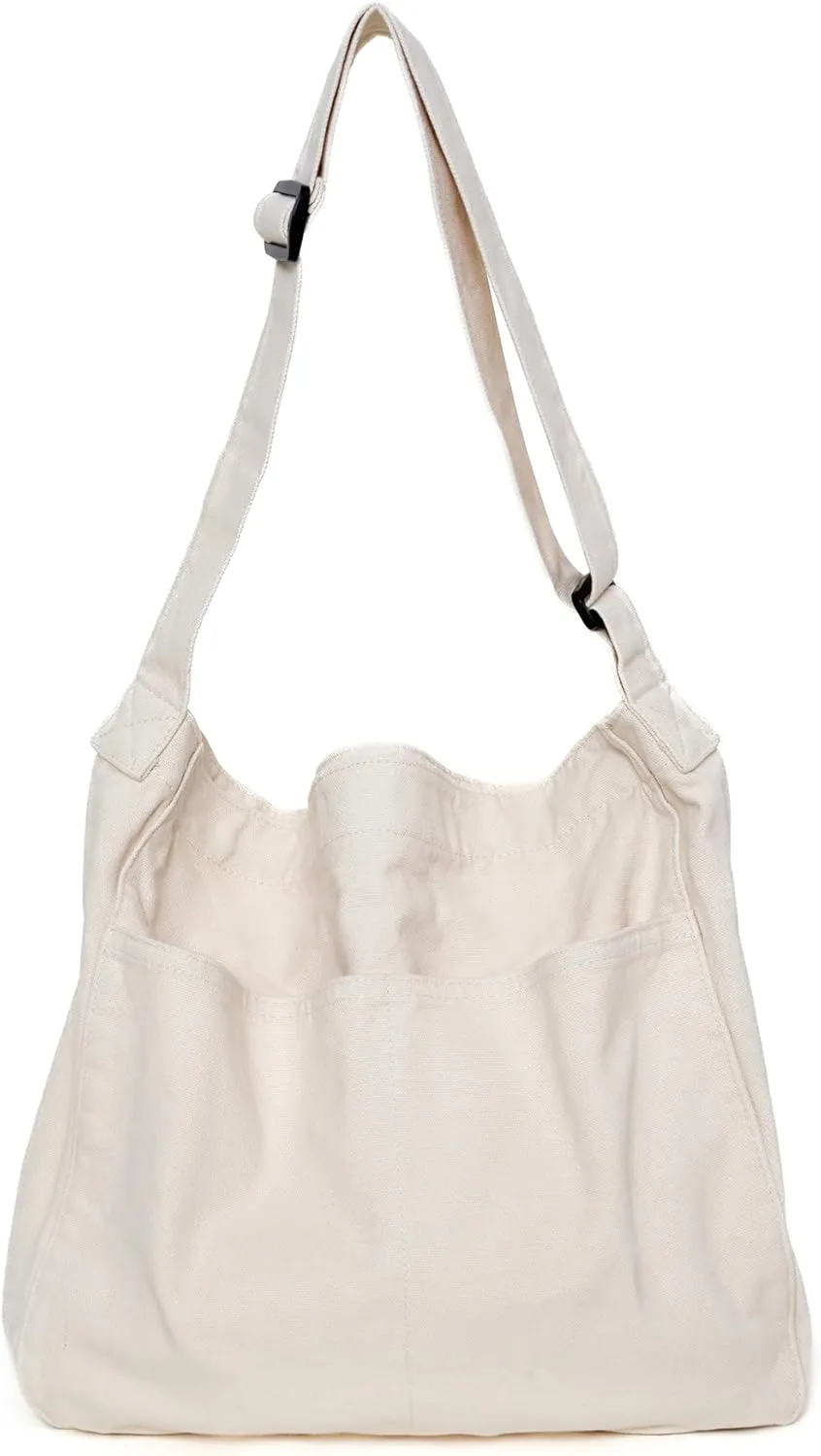 Hobo Bag Canvas Crossbody Shoulder Bag for Women and Men Large Casual Messenger Bags Canvas Tote Bag Travel Work