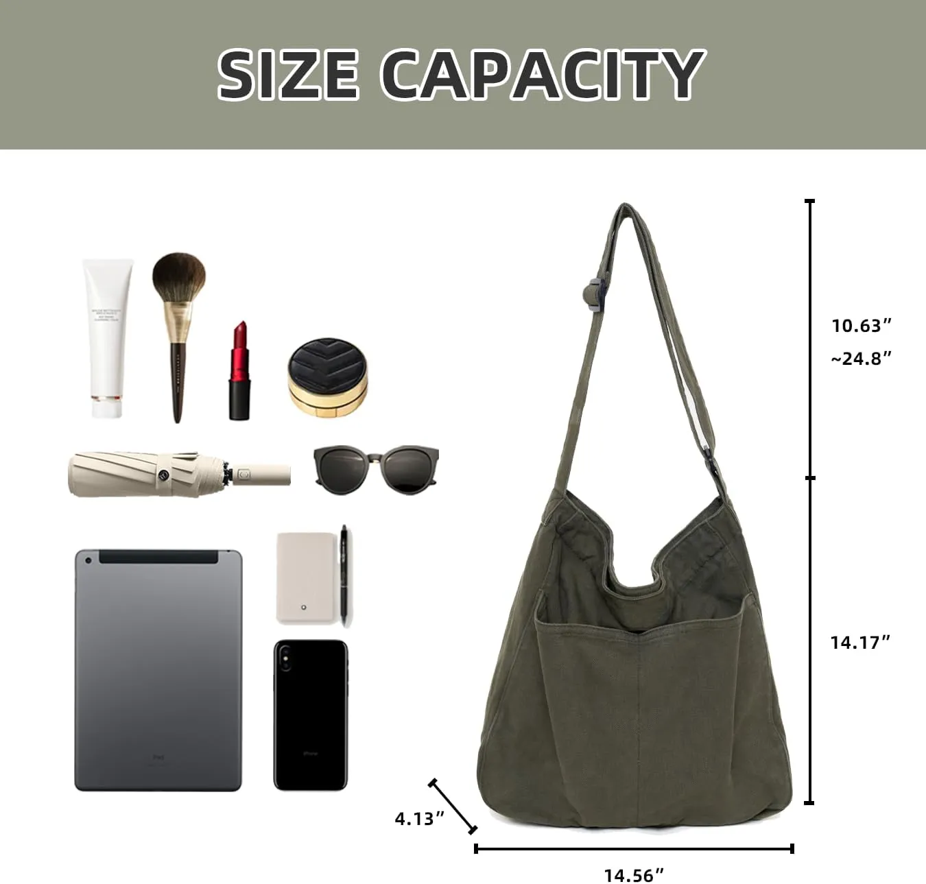 Hobo Bag Canvas Crossbody Shoulder Bag for Women and Men Large Casual Messenger Bags Canvas Tote Bag Travel Work