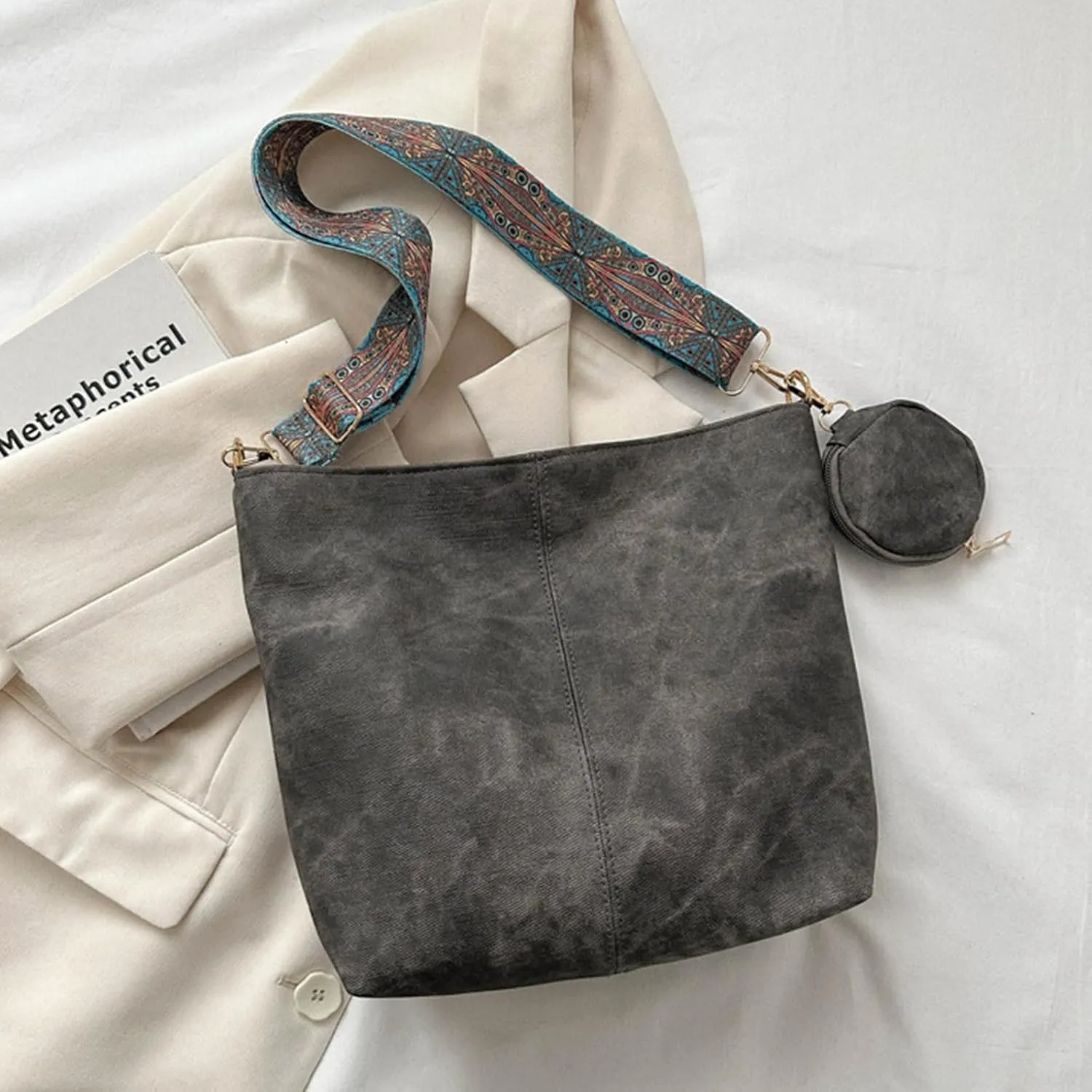 Hobo Bag for Women Large Fashion Crossbody Bag Top Handle Trendy Shoulder Bag Purse Handbag Travel Bucket Tote Bag