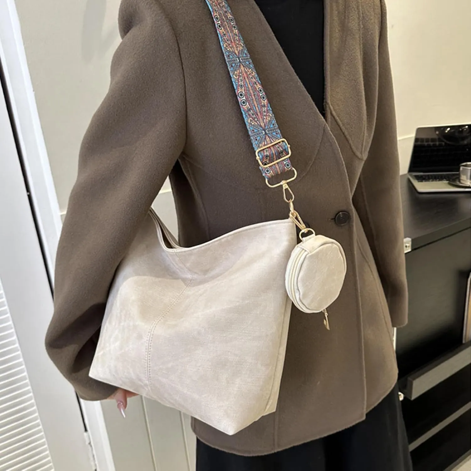 Hobo Bag for Women Large Fashion Crossbody Bag Top Handle Trendy Shoulder Bag Purse Handbag Travel Bucket Tote Bag