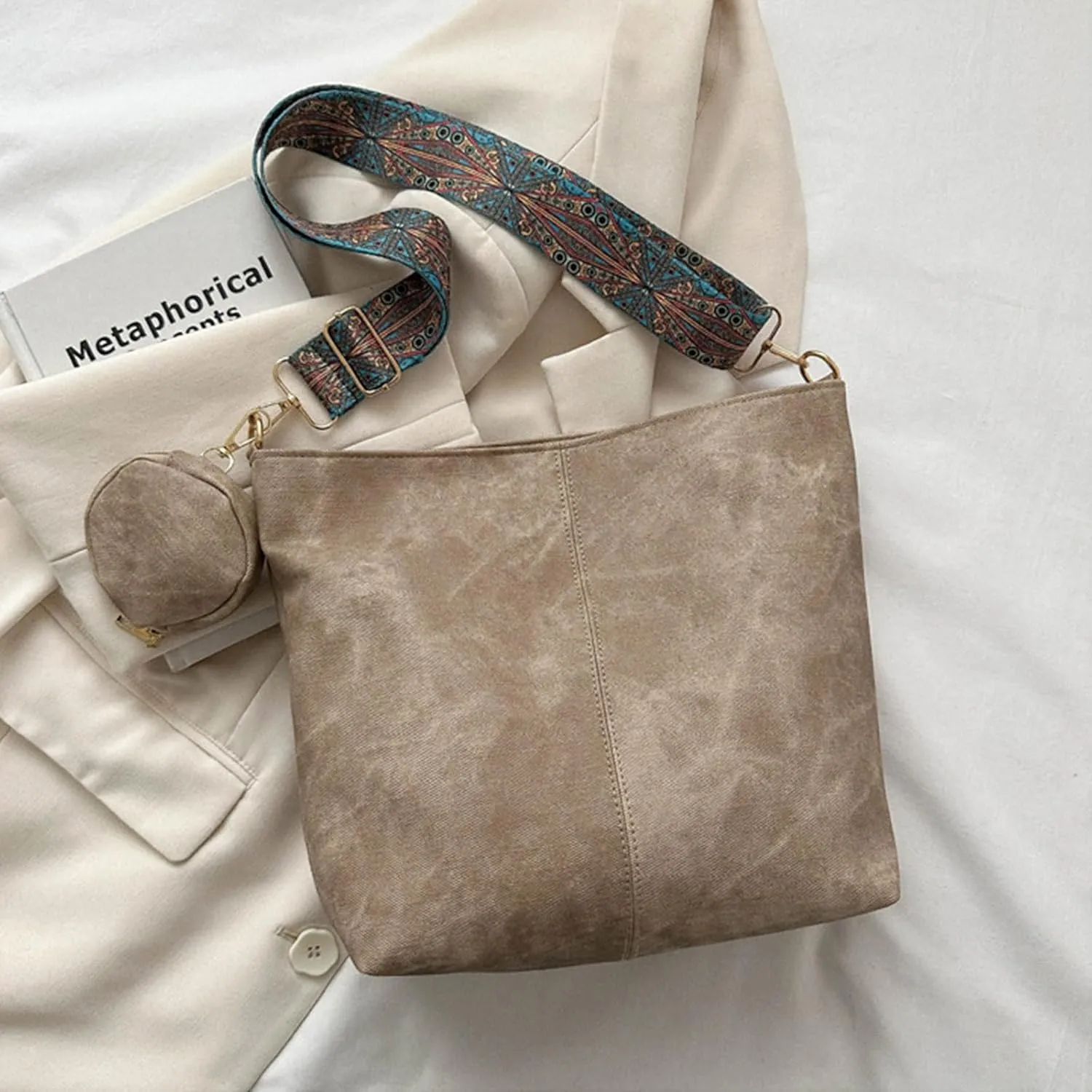 Hobo Bag for Women Large Fashion Crossbody Bag Top Handle Trendy Shoulder Bag Purse Handbag Travel Bucket Tote Bag