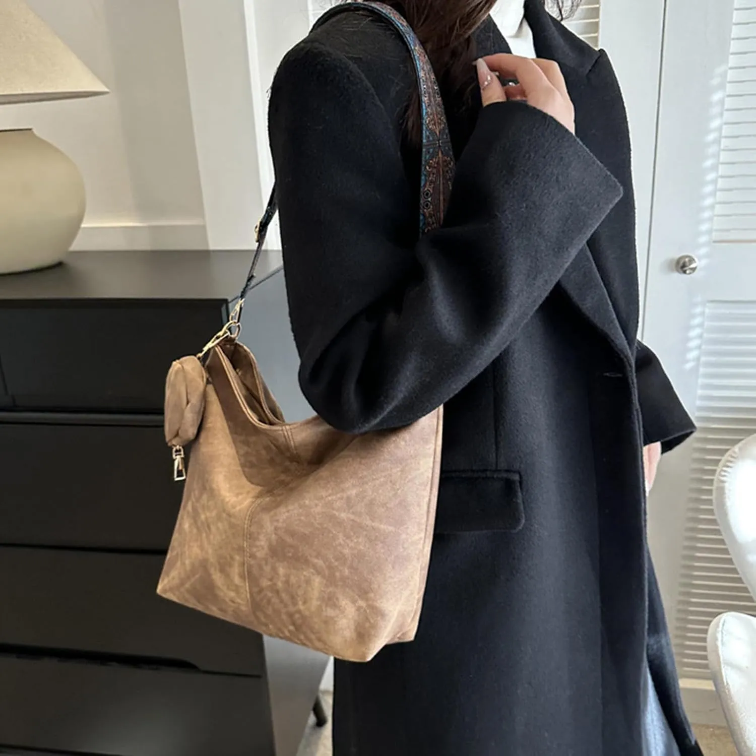 Hobo Bag for Women Large Fashion Crossbody Bag Top Handle Trendy Shoulder Bag Purse Handbag Travel Bucket Tote Bag