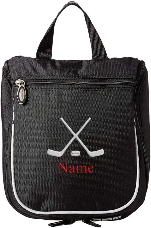 Hockey Toiletry Bag, Personalized Men's Shaving Kit, Hanging Travel Case