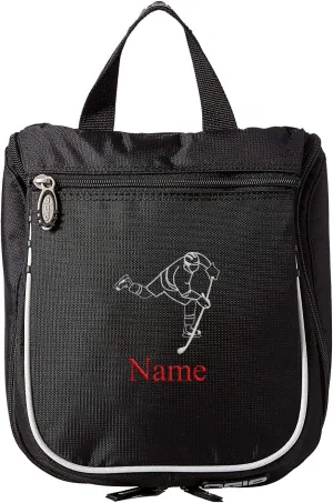 Hockey Toiletry Bag, Personalized Men's Shaving Kit, Hanging Travel Case