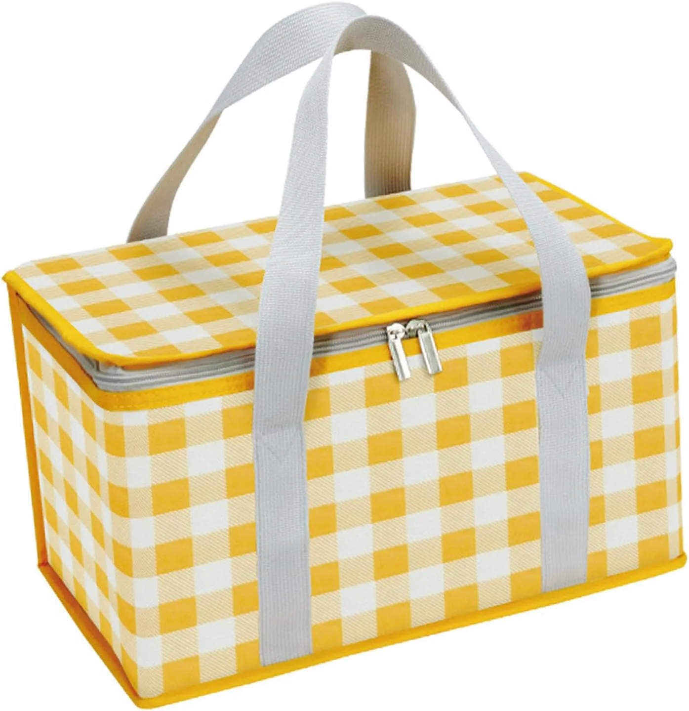 Insulated Cooler Bag, Spacious, Portable, Picnic Lunch Box, Office Waterproof, Large Capacity for Outdoor Picnic (Yellow and White)