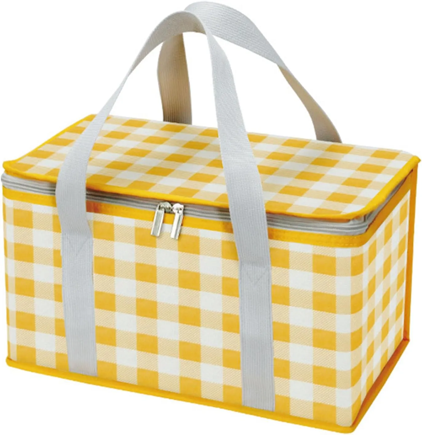 Insulated Cooler Bag, Spacious, Portable, Picnic Lunch Box, Office Waterproof, Large Capacity for Outdoor Picnic (Yellow and White)