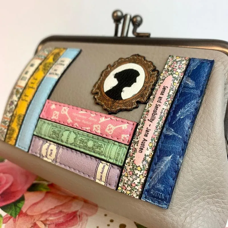 Jane Austen Books Design Ball Clasp Purse in Warm Grey