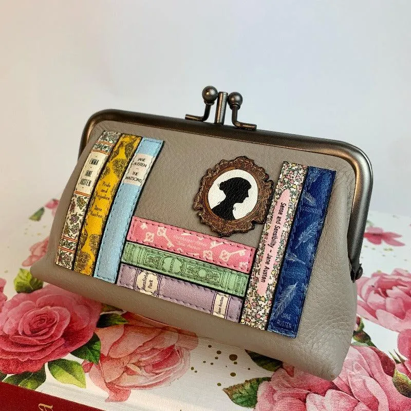 Jane Austen Books Design Ball Clasp Purse in Warm Grey