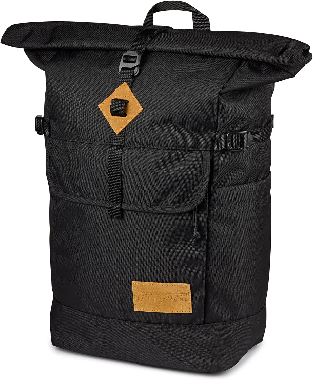 JanSport Hatchet Rolltop Backpack - 17-inch Padded Laptop Sleeve, Spacious Main Compartment, Dual Water Bottle Pockets, Black