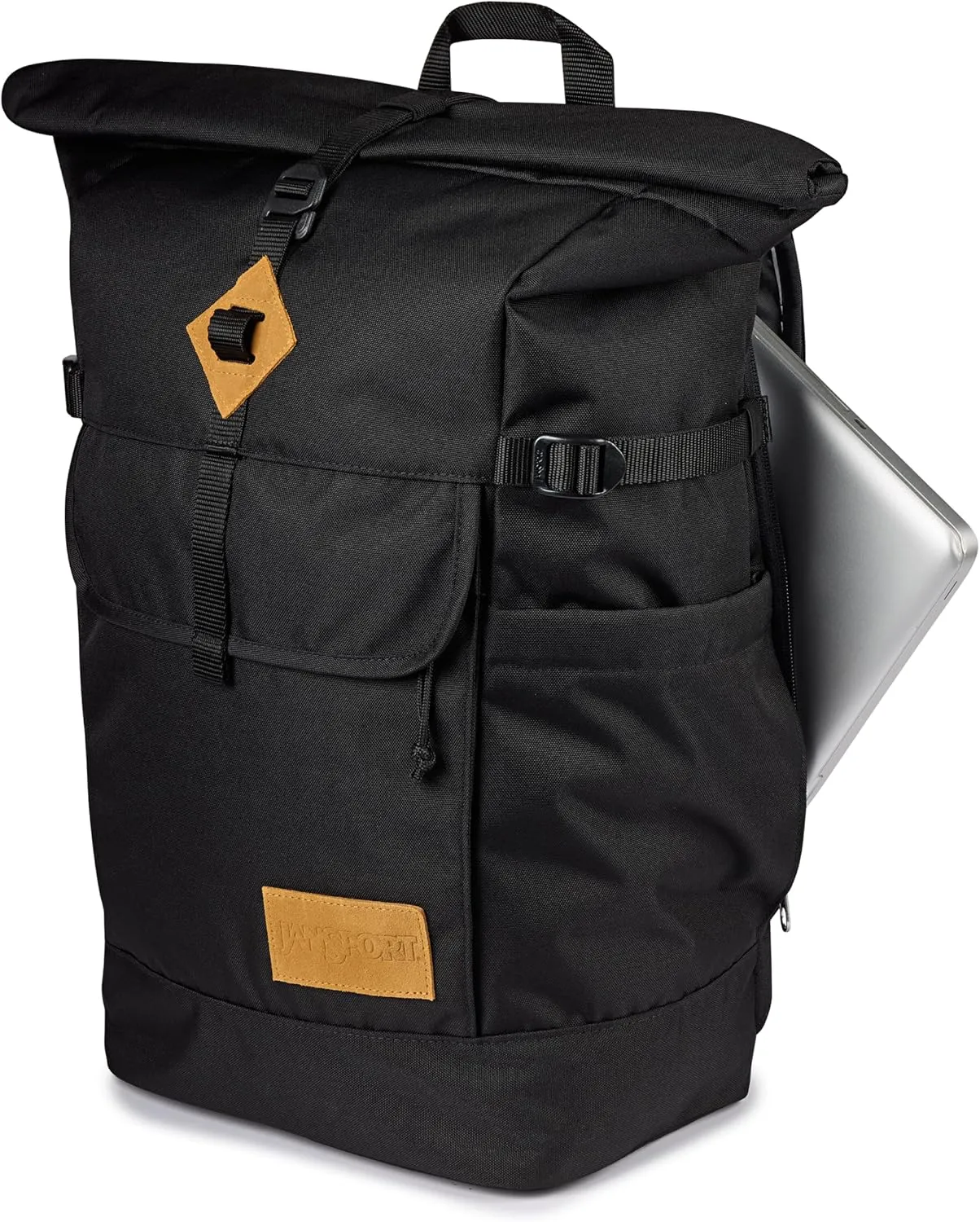 JanSport Hatchet Rolltop Backpack - 17-inch Padded Laptop Sleeve, Spacious Main Compartment, Dual Water Bottle Pockets, Black