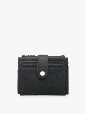 JEN & CO. Sam Wallet, Black - Small Vegan Leather Wallets for Women, Credit Card Slots, ID Holder, Slim and Compact