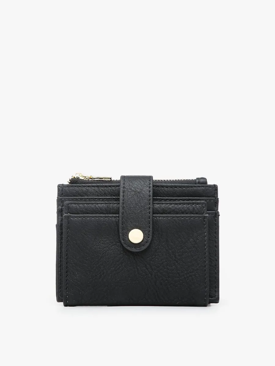JEN & CO. Sam Wallet, Black - Small Vegan Leather Wallets for Women, Credit Card Slots, ID Holder, Slim and Compact