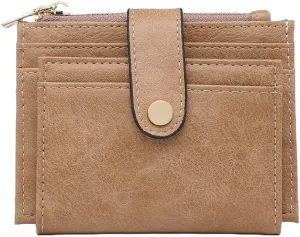JEN & CO. Sam Wallet, Mocha - Small Vegan Leather Wallets for Women, Credit Card Slots, ID Holder, Slim and Compact
