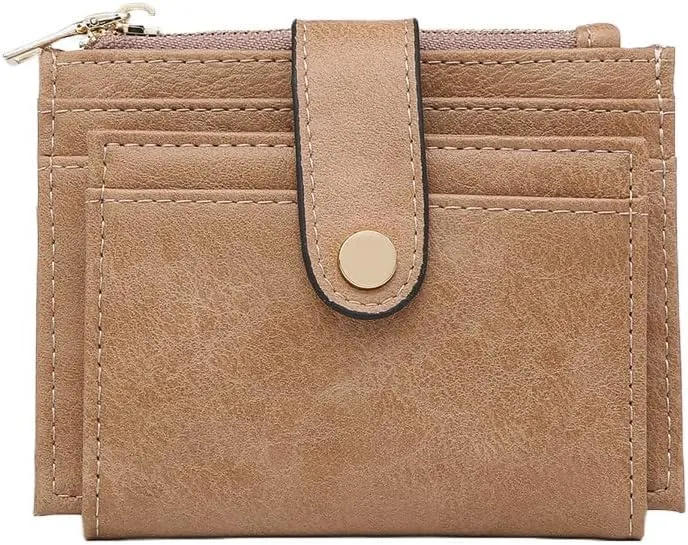 JEN & CO. Sam Wallet, Mocha - Small Vegan Leather Wallets for Women, Credit Card Slots, ID Holder, Slim and Compact