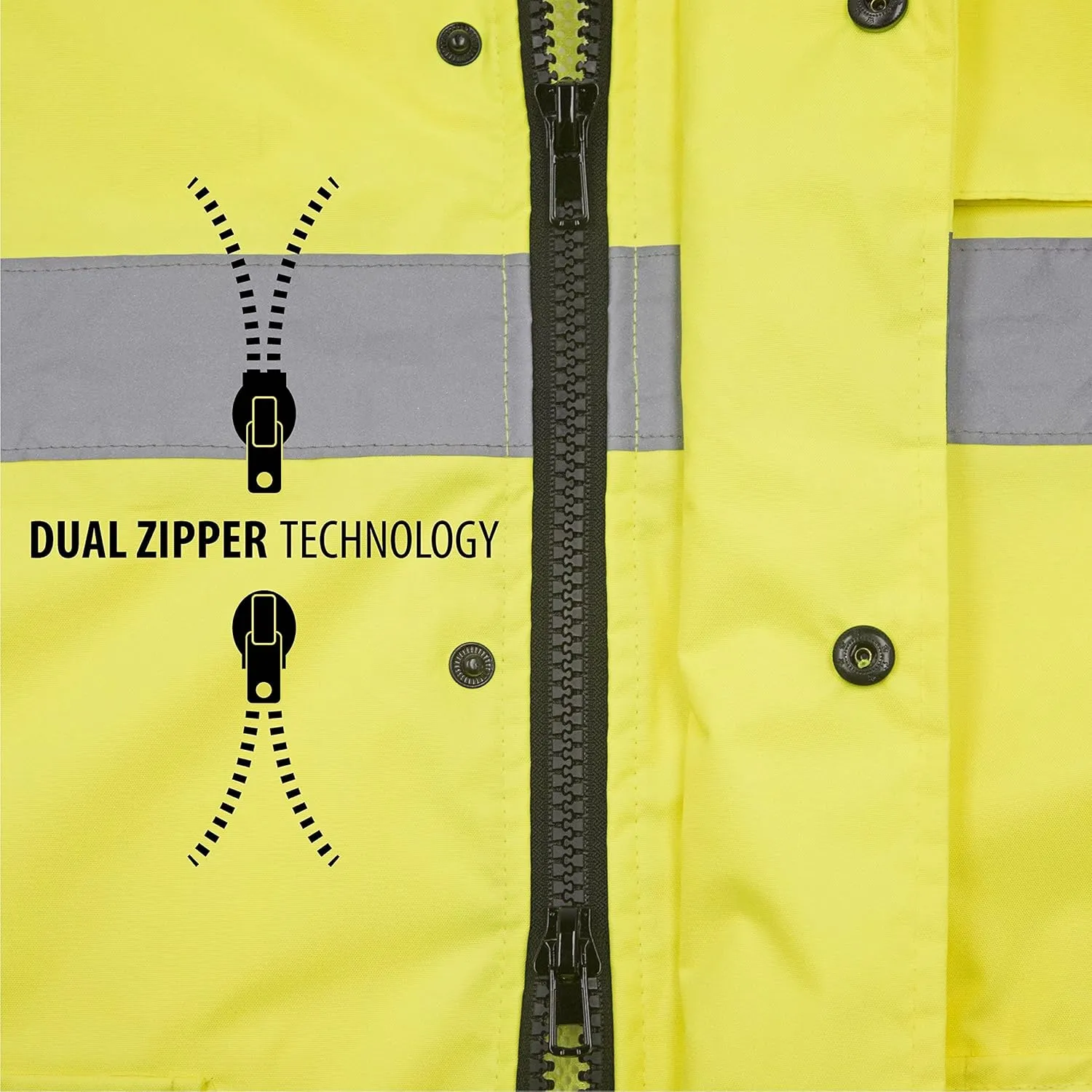 JORESTECH Safety Rain Jacket Waterproof Reflective High Visibility with Interior Mesh Yellow/Lime ANSI Class 3 Level 2 Type R JK-03 (S)