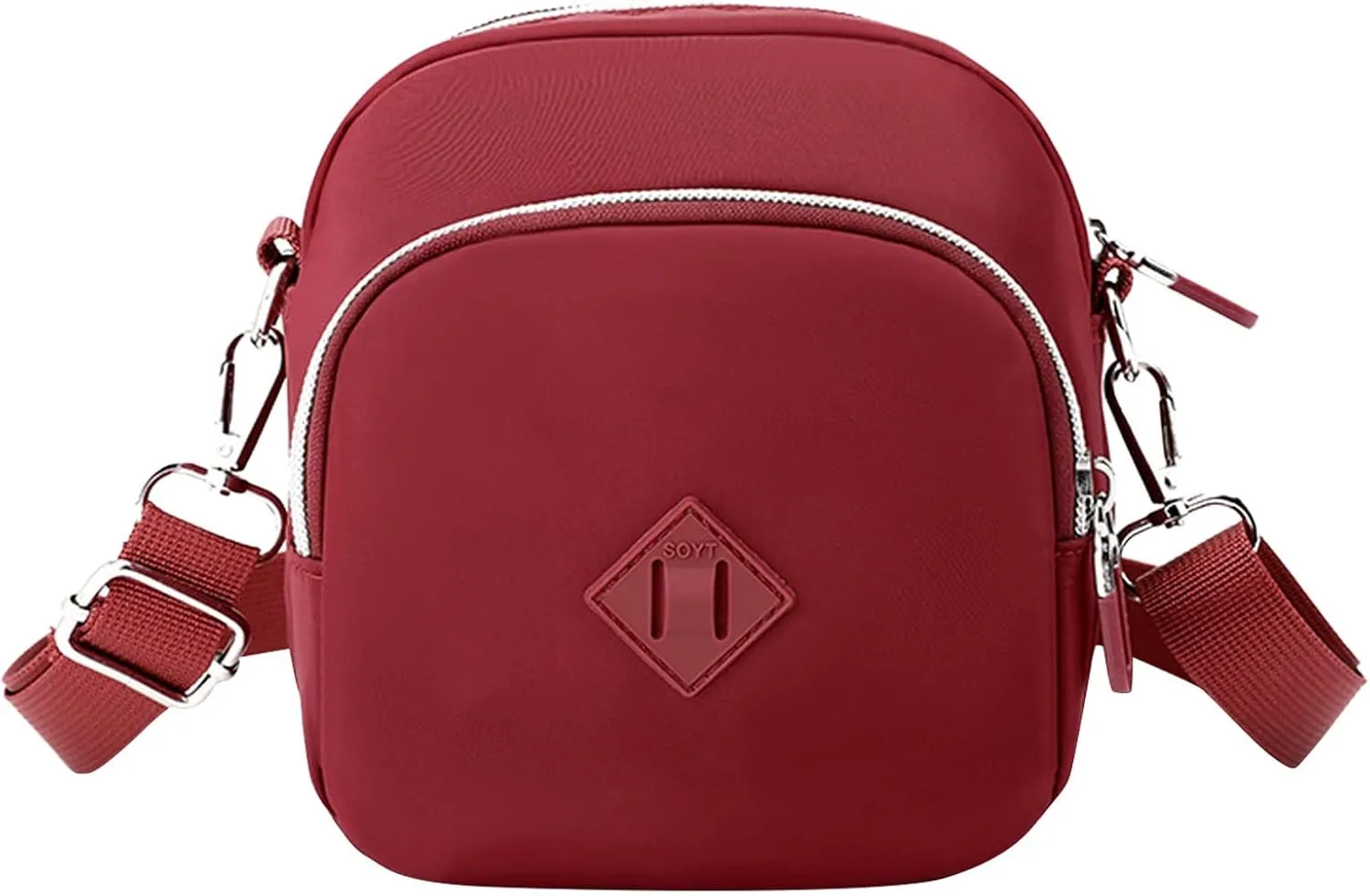 KANC Casual Nylon Floral Shoulder Bag for Women Crossbody Bag Messenger Bags Sport Fanny Pack Leather (Wine, One Size)